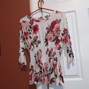 Floral rose print, long sleeve